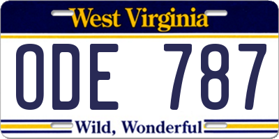 WV license plate ODE787