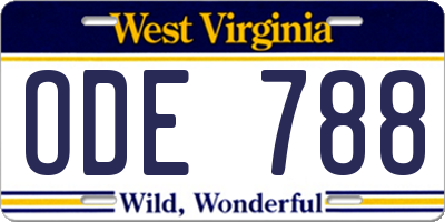 WV license plate ODE788