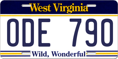 WV license plate ODE790
