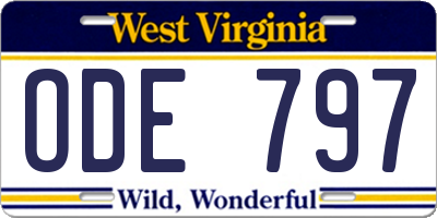 WV license plate ODE797