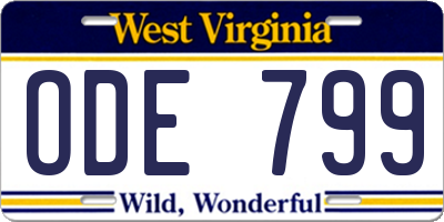 WV license plate ODE799