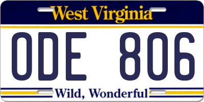 WV license plate ODE806