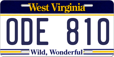 WV license plate ODE810