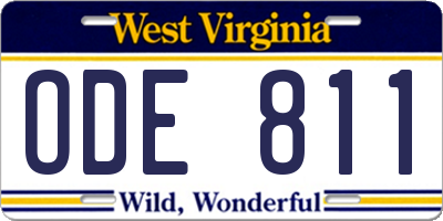 WV license plate ODE811