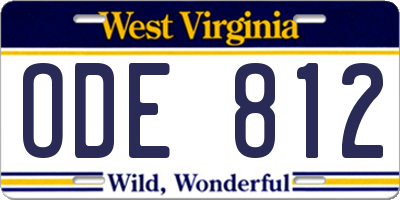 WV license plate ODE812