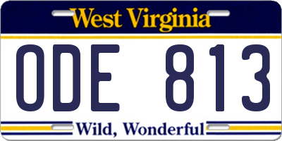 WV license plate ODE813