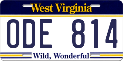 WV license plate ODE814