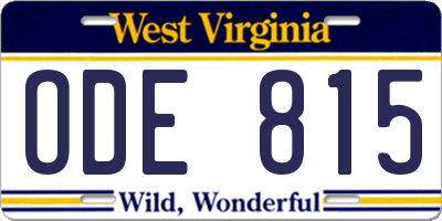 WV license plate ODE815