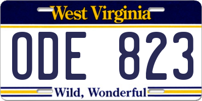 WV license plate ODE823