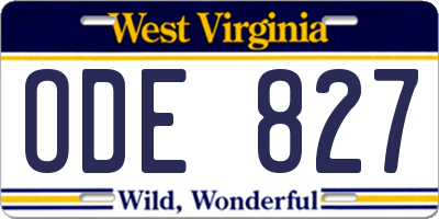 WV license plate ODE827