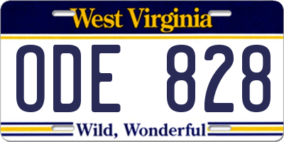 WV license plate ODE828