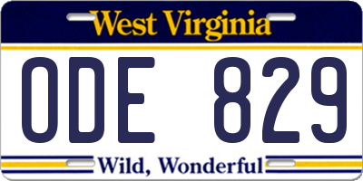 WV license plate ODE829