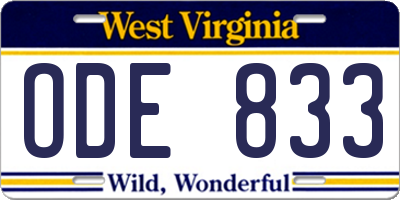 WV license plate ODE833