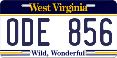 WV license plate ODE856