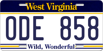 WV license plate ODE858