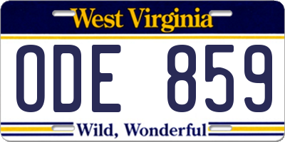 WV license plate ODE859