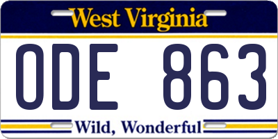 WV license plate ODE863