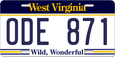 WV license plate ODE871