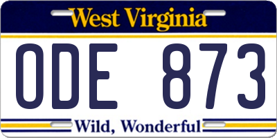 WV license plate ODE873