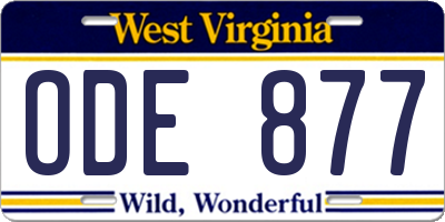 WV license plate ODE877