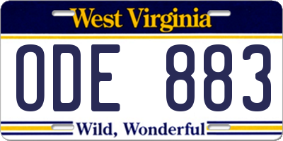 WV license plate ODE883