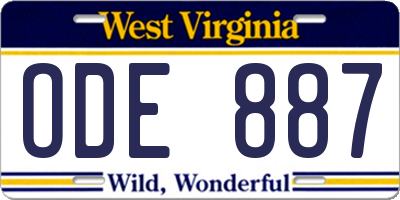 WV license plate ODE887