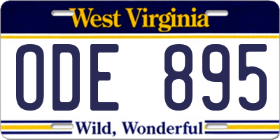 WV license plate ODE895