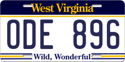 WV license plate ODE896