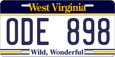 WV license plate ODE898