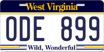 WV license plate ODE899
