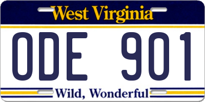 WV license plate ODE901