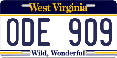 WV license plate ODE909