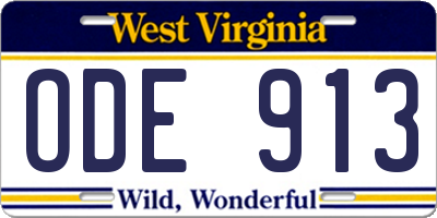 WV license plate ODE913