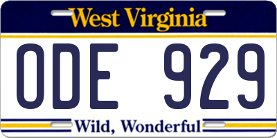 WV license plate ODE929