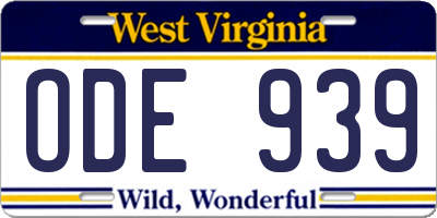 WV license plate ODE939