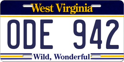 WV license plate ODE942