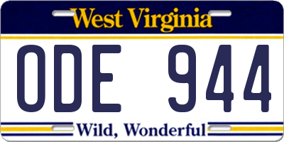 WV license plate ODE944