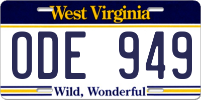WV license plate ODE949