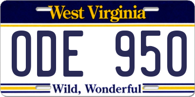 WV license plate ODE950