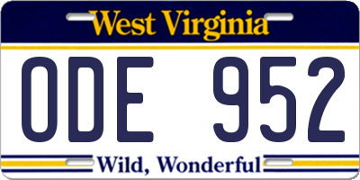 WV license plate ODE952