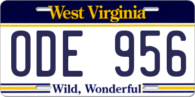 WV license plate ODE956