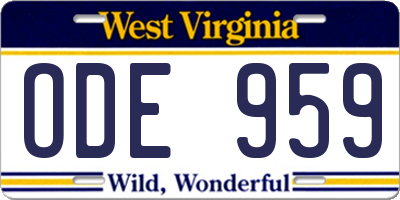 WV license plate ODE959