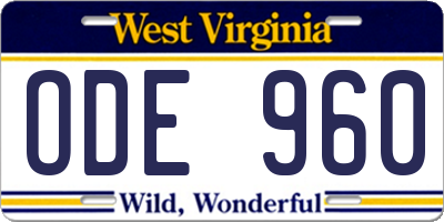 WV license plate ODE960