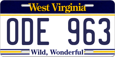 WV license plate ODE963