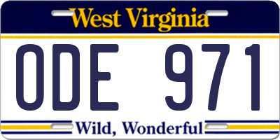 WV license plate ODE971