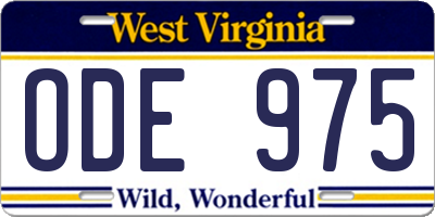 WV license plate ODE975
