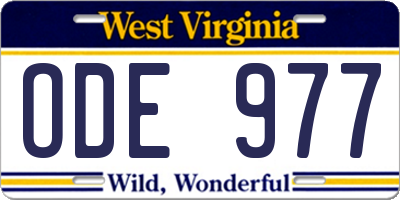 WV license plate ODE977