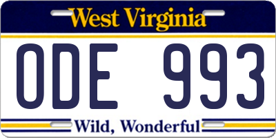 WV license plate ODE993