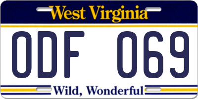 WV license plate ODF069