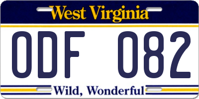 WV license plate ODF082